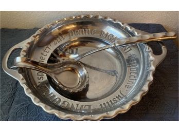 Lenox Large Silver Tone Pasta Bowl, Server And Sauce Spoon