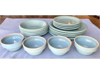 Lot Of Teal Dinnerware And Bowls Mostly Gibson China