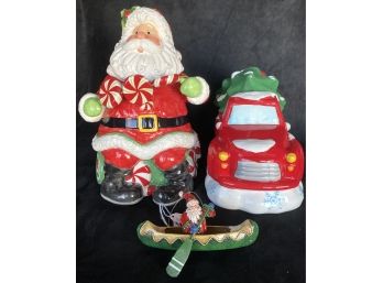 Christmas Decor Incl. Fitz And Floyd Peppermint Santa