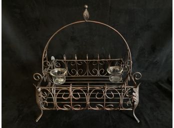Wire Basket With Candle Holder