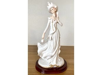 Vintage Resin Female Figurine On Wood Base