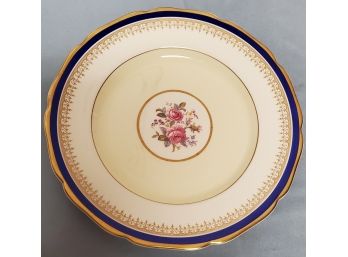 (12) Pareek Johnson Brothers England Gold And Blue Plates With Floral Centers