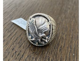 Sterling Silver S. Ray Eagle Native American Ring Size 8.75