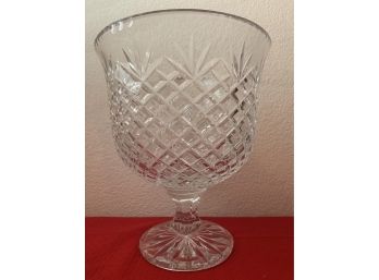 Beautiful Large Lead Glass Crystal Etched Footed Bowl