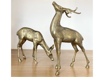 2 Gorgeous Heavy Brass Buck And Deer