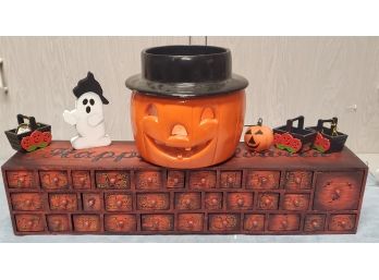 Halloween Countdown Box And Pottery Pumpkin