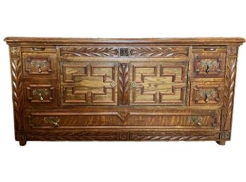 Beautiful Carved Solid Wood Side Credenza