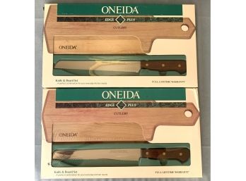 2 Onieda Cutting Board And Knife Sets