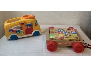 Tootsie Toys Block Wagon & Vtech Count & Learn School Bus