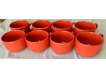 Lot Of Of Eight Red Large Mugs