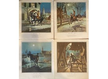 Lot Of Four Paul Reveres Ride Reproduction Famous Beale Paintings