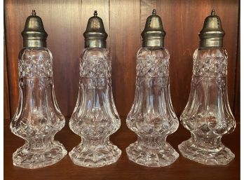 Four Master Sugar Shakers With Silver Plate Tops