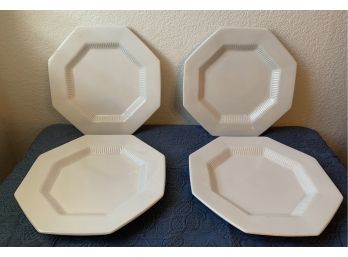 (8) Independence Ironstone By Interpace White Octagonal Plates