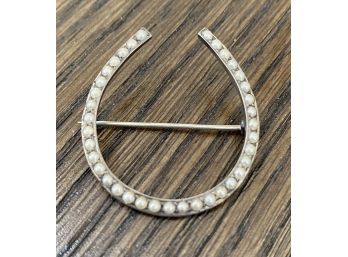 Antique Seed Pearl Horseshoe Pin