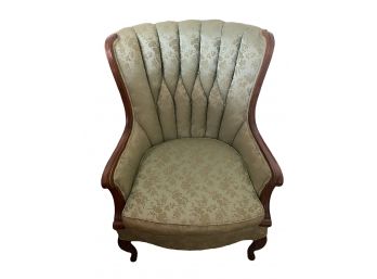 Foam Green Mid Century Satin Tufted Wingback Chair
