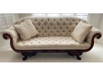 Solid Wood Hand Carved Rolled Arm Antique Sofa