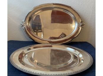 (2) Silver Plate Large Oval Platters Holmes & Edwards Spring Garden