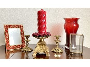 Collection Of Candlesticks And Vases
