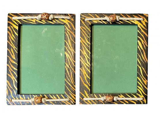 2 Small Picture Frames Held Together By Rope From Kenya