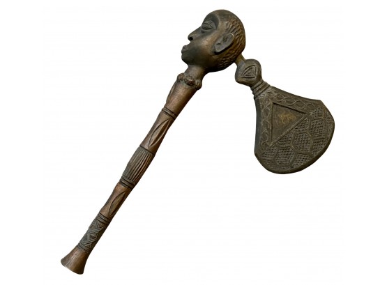 Hand Carved Wood Axe Shaped Art From Democratic Republic Of Congo