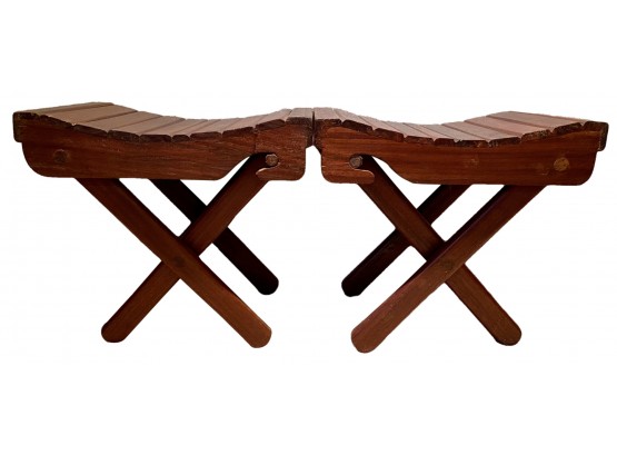 Pair Of Two Foldable Benches From Kenya