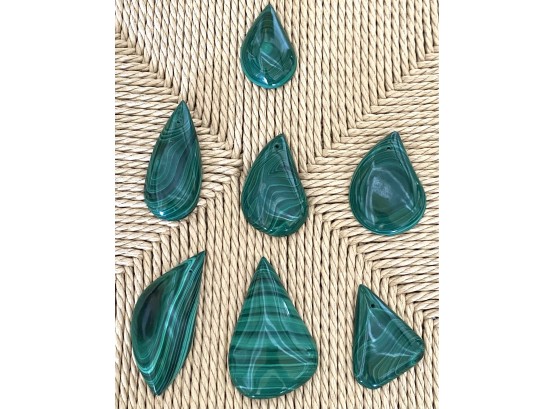 Beautiful Collection Of Top Quality 1970's African Malachite Loose Pendant Stones 1.5'-3' Long! (DRC)