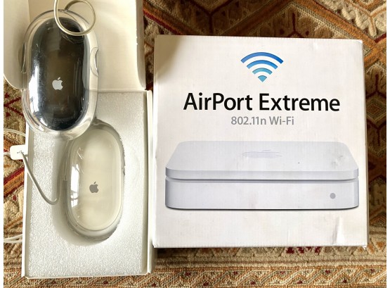 Apple AirPort Extreme 802.11 Wi-Fi & One Apple Pro Mouse New In Box  One Apple Pro Mouse Without Box