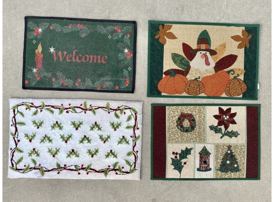 Collection Of 4 Holiday Themed Welcome Mats
