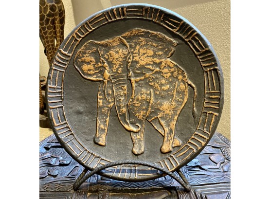 Decorative Elephant Plate With Stand From Ghana