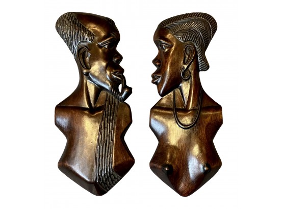 Wood Carved Busts From Democratic Republic Of Congo