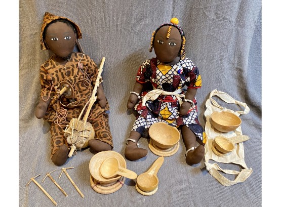 Two Handmade Dolls Of Bougouni Made By Sarata Berthe From Mali