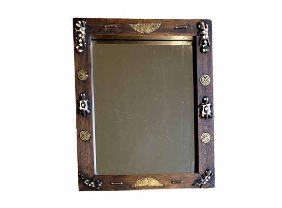 Small Wall Mirror With Decorative Charms From Ghana