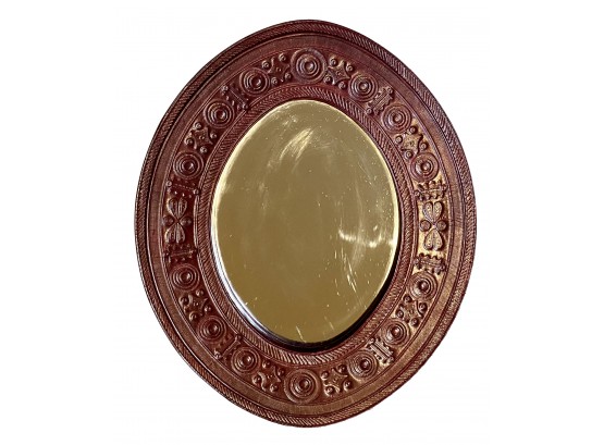 Tooled Leather Tuareg Framed Mirror From Mali