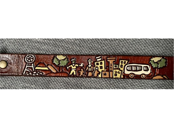Hand Painted And Tooled Childs Belt From South Africa