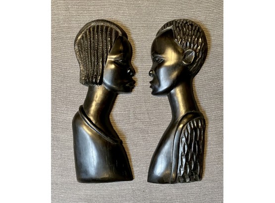 Hand Carved Wood Man And Woman Wall Hanging From Democratic Republic Of Congo
