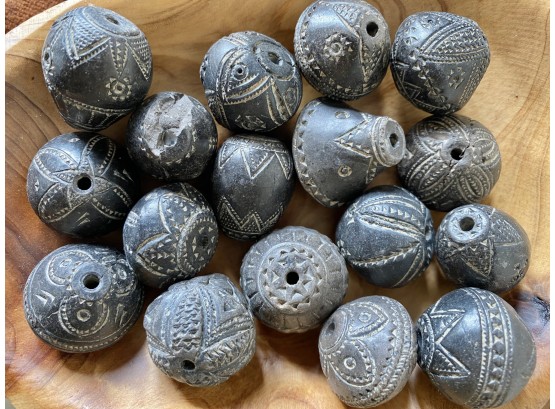 Beautiful Collection Of Handmade Clay Beads From Ghana With Elaborate Impressions