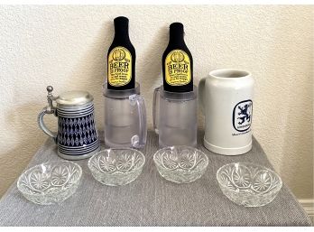 Collection Of Beer Steins Including Staffel Stoneware From Germany And Coozies