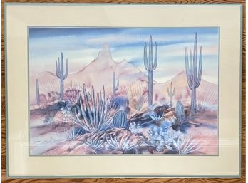 Beautiful Signed Jim Prindiville Desert Landscape Watercolor Painting