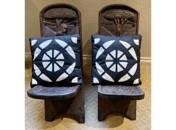 Set Of 2 Applique Cotton Pillows From Ghana