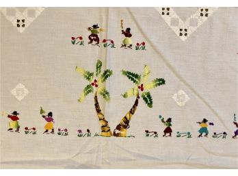 Beautiful Large Hand Embroidered Table Cloth And Napkin Set From Madagascar