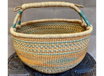Amazing Large Market Basket With Handle From Ghana