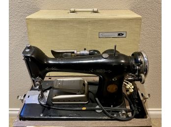 Vintage Singer Sewing Machine With Bag Of Vintage Baby Dress Patterns