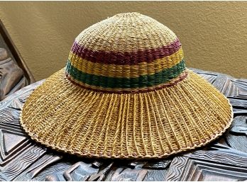 Wide Brimmed West African Sun Hat From Ghana