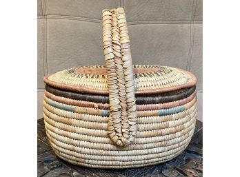 Beautiful Hand Woven Market Basket With Handle And Lid Nigeria