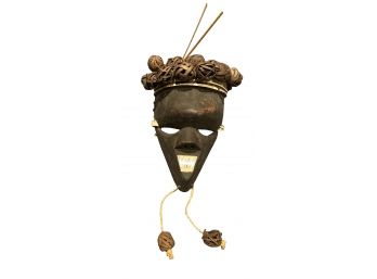 Genuine Raffia Salampasu Mask From Democratic Republic Of Congo Includes Headdress!