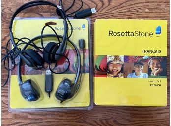French Rosetta Stone Program With Two Pairs Of Computer USB Headphones