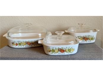 3 Piece Corning Ware Pans With Lids