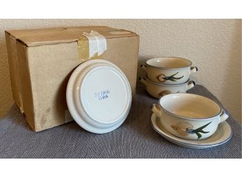 Vintage Set Of 8 Soup Bowls With Saucers