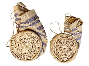 Set Of 2 Raffia Made Small Bags With Handles From Democratic Republic Of Congo