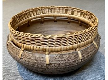 Ceramic And Straw Bowl From Ghana
